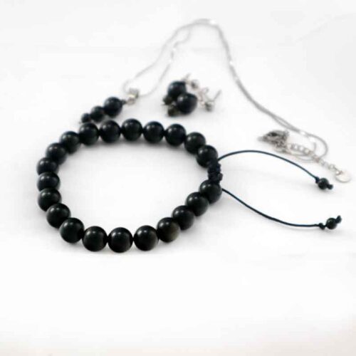 Mystical Protection with Obsidian – Set – Bracelet, Earrings and Necklace (Class A) - Image 7