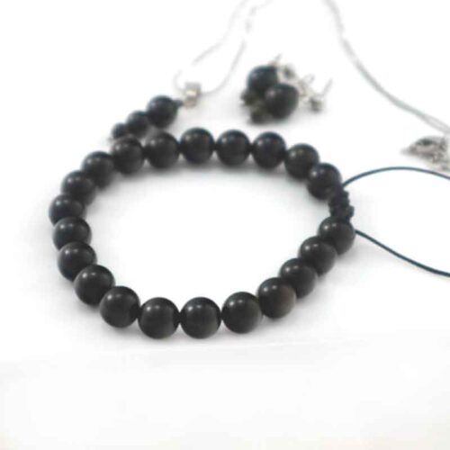 Mystical Protection with Obsidian – Set – Bracelet, Earrings and Necklace (Class A) - Image 4
