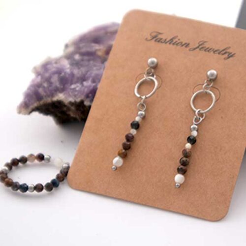 Power of the Storm Set, Pietersite and Mother of Pearl – Bracelet, Earrings, Ring - Image 9