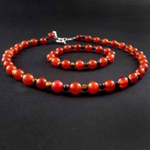 Fire and Stability Set - Carnelian and Tiger’s Eye Bracelet and Necklace | Natural Stones - Image 11