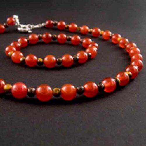 Fire and Stability Set - Carnelian and Tiger’s Eye Bracelet and Necklace | Natural Stones - Image 10