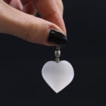 “Moon Heart” Pendant in Moroccan Selenite, Grade A
