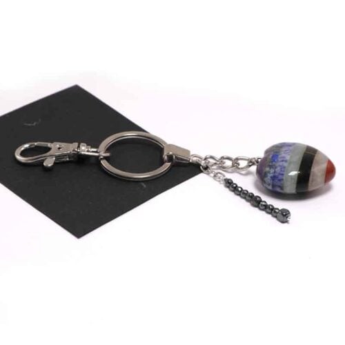Seven Chakras Heart, Designer Keychain / Bag Accessory with Hematite - Image 11