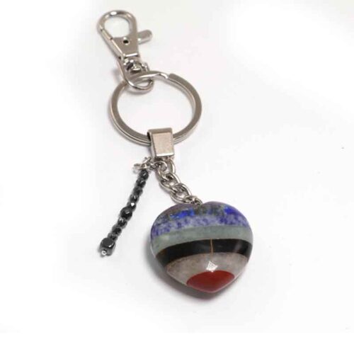 Seven Chakras Heart, Designer Keychain / Bag Accessory with Hematite - Image 3