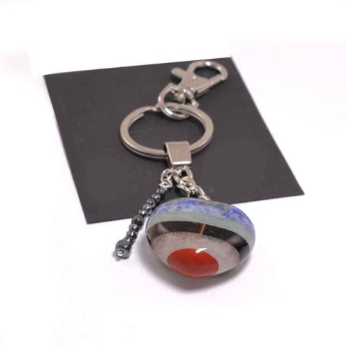Seven Chakras Heart, Designer Keychain / Bag Accessory with Hematite - Image 10