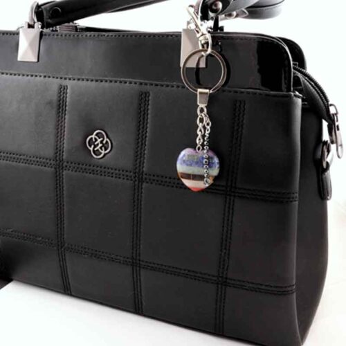 Seven Chakras Heart, Designer Keychain / Bag Accessory with Hematite - Image 7