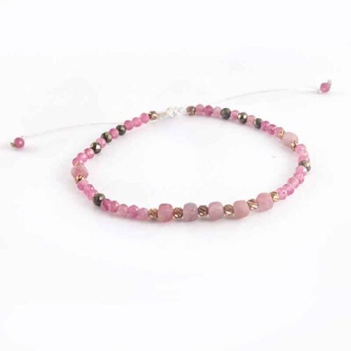 Balance of the Heart, Luxury Bracelet with Faceted Pink Tourmaline and Pyrite - Image 2