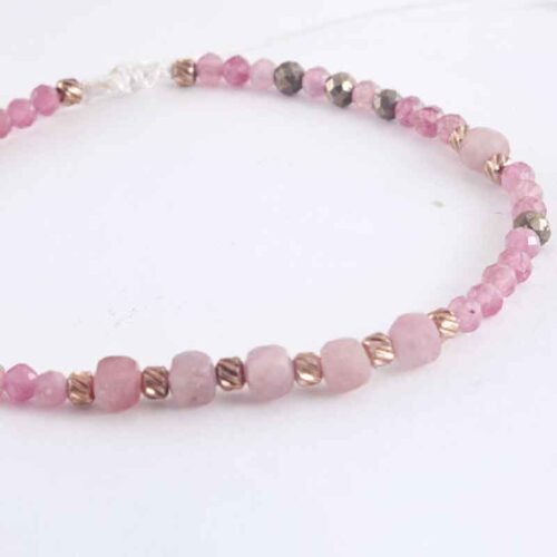 Balance of the Heart, Luxury Bracelet with Faceted Pink Tourmaline and Pyrite - Image 7