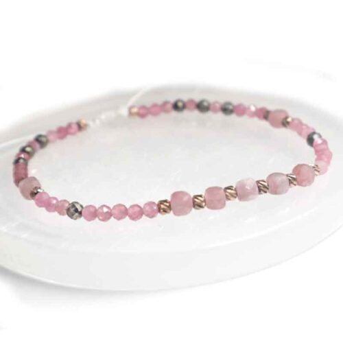Balance of the Heart, Luxury Bracelet with Faceted Pink Tourmaline and Pyrite - Image 6