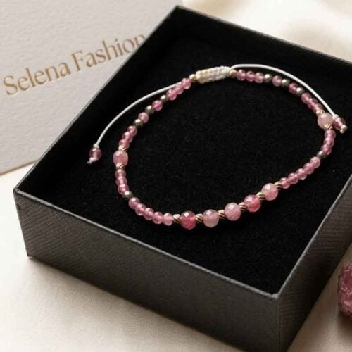 Balance of the Heart, Luxury Bracelet with Faceted Pink Tourmaline and Pyrite - Image 8