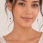 Long “Light and Shadow” Earrings with Sunstone, Moonstone and Black Tourmaline - Image 4