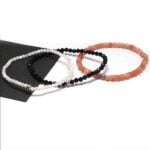 Light and Shadow, Set of 3 Energy Bracelets – Sunstone, Black Tourmaline and Moonstone