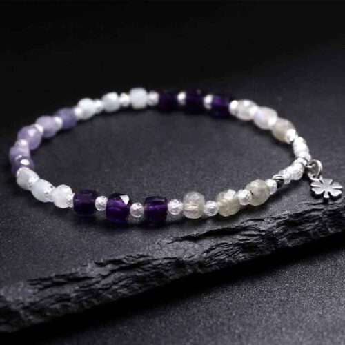 Northern Lights, Designer Bracelet with Tanzanite, Amethyst, Aquamarine and Labradorite - Image 4