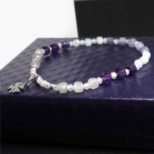 Northern Lights, Designer Bracelet with Tanzanite, Amethyst, Aquamarine and Labradorite - Image 7