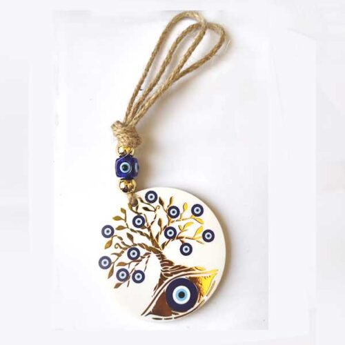 Golden Tree of Life Amulet with Blue Evil Eyes - Good Luck and Protection - Image 4