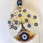 Golden Tree of Life Amulet with Blue Evil Eyes - Good Luck and Protection - Image 2