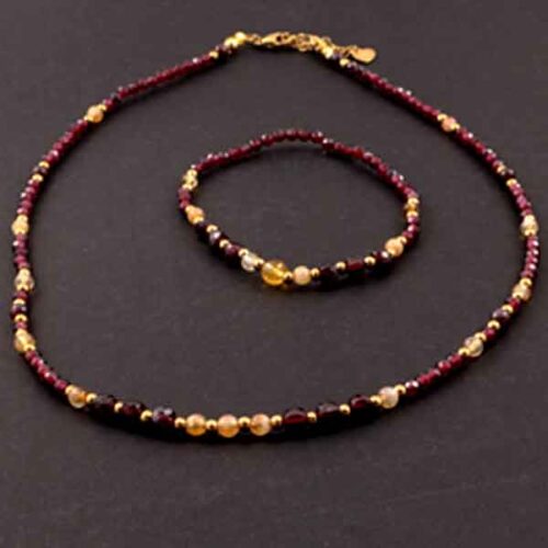 Golden Impulse - luxury necklace and bracelet set with premium Garnet and Citrine - Image 4