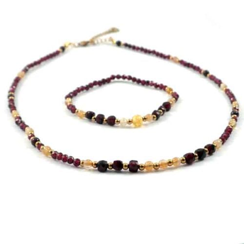 Golden Impulse - luxury necklace and bracelet set with premium Garnet and Citrine - Image 6