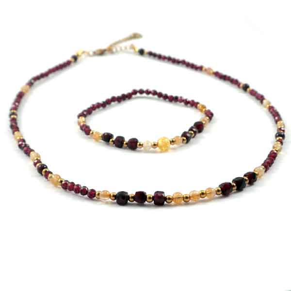 Golden Impulse — necklace and bracelet set with Garnet and Citrine