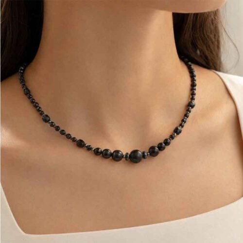 Night Contour Set – Necklace, Bracelet and Anklet with Grade A Black Tourmaline and Hematite - Image 2