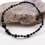 “Night Contour” Anklet with Grade A Black Tourmaline and Hematite – Cubes and Faceted Beads - Image 9