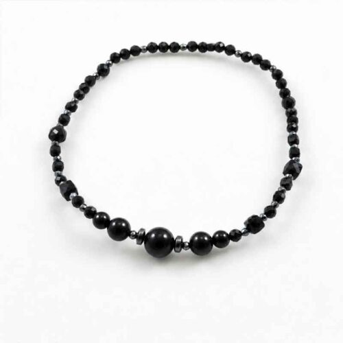 “Night Contour” Anklet with Grade A Black Tourmaline and Hematite – Cubes and Faceted Beads - Image 5