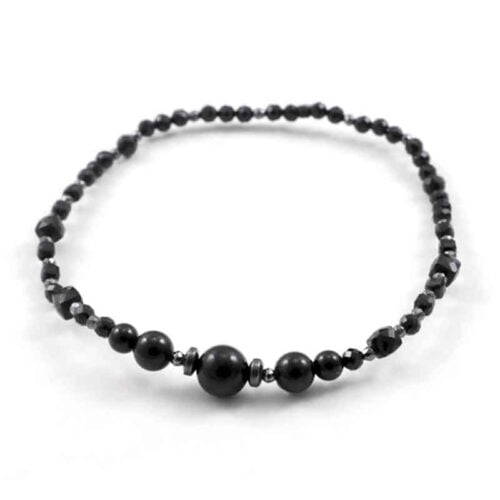 “Night Contour” Anklet with Grade A Black Tourmaline and Hematite – Cubes and Faceted Beads - Image 7