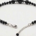 “Night Contour” Anklet with Grade A Black Tourmaline and Hematite – Cubes and Faceted Beads - Image 2