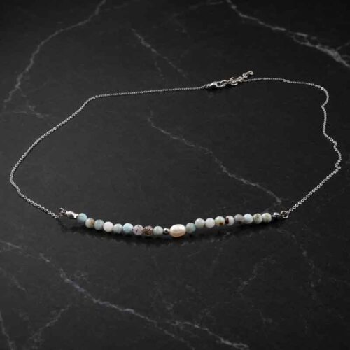 The Power of the Lagoon – Natural Larimar and Pearl Bracelet and Necklace, Premium Grade - Image 4