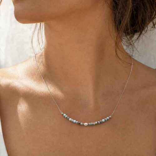 The Power of the Lagoon – Natural Larimar and Pearl Bracelet and Necklace, Premium Grade - Image 3