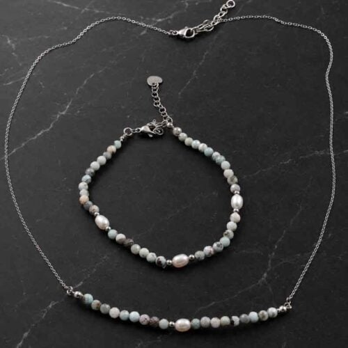 The Power of the Lagoon – Natural Larimar and Pearl Bracelet and Necklace, Premium Grade - Image 15