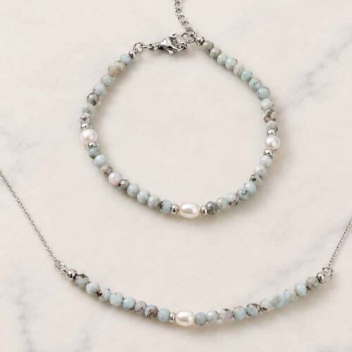 The Power of the Lagoon – Natural Larimar and Pearl Bracelet – Premium Grade - Image 9