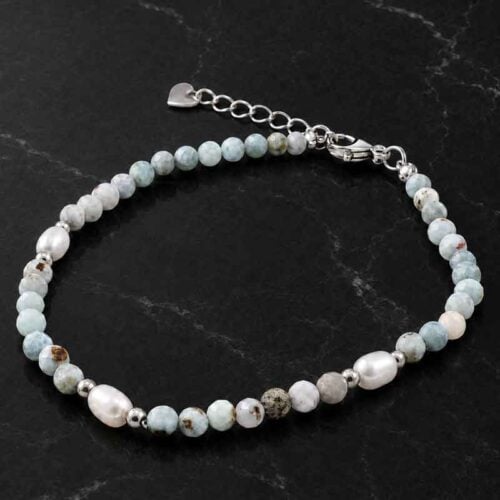 The Power of the Lagoon – Natural Larimar and Pearl Bracelet – Premium Grade - Image 2