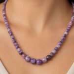Purple Silence - necklace with natural Lepidolite, graduated 4–10 mm beads - Image 2