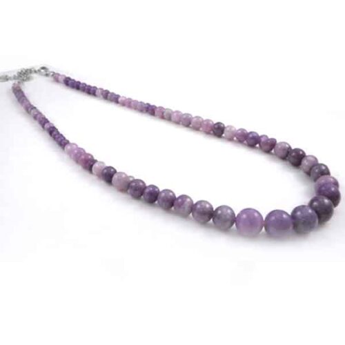 Purple Silence - necklace with natural Lepidolite, graduated 4–10 mm beads - Image 6