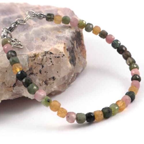 Spectrum - luxury bracelet with multicolor Tourmaline, faceted cubes - Image 3