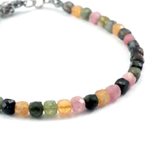 Spectrum - luxury bracelet with multicolor Tourmaline, faceted cubes - Image 2