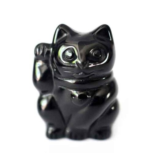 Maneki Neko - Feng Shui Lucky Cat Made of Black Obsidian, 5 cm - Image 3