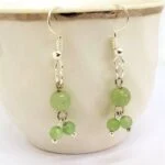 Inanna, handmade natural stone earrings, Jade - Image 2