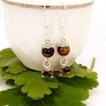 Demeter, handmade natural stone earrings, Tiger's Eye
