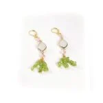 Spring Fairy, Earrings, Peridot, Cherry Quartz, Chips, Crystal - Image 3