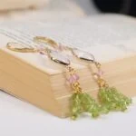 Spring Fairy, Earrings, Peridot, Cherry Quartz, Chips, Crystal - Image 7