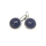 Earrings, French hook, natural stone, cabochon, 16 mm. - Image 14