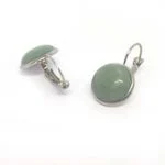 Earrings, French hook, natural stone, cabochon, 16 mm. - Image 8