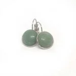 Earrings, French hook, natural stone, cabochon, 16 mm. - Image 10