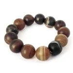 Striped Brown Agate, Handmade Bracelet, Large 14 mm Beads - Image 2