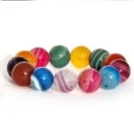 Striped Multicolor Agate Bracelet, 14 mm Beads - Image 7