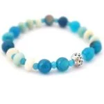 Blue Mystery, designer set - bracelet, earrings and necklace - Agate and Amazonite - Image 10