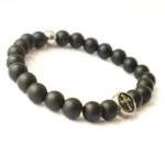 Faith, unisex bracelet with a steel cross and natural matte Onyx, 6 mm - Image 6