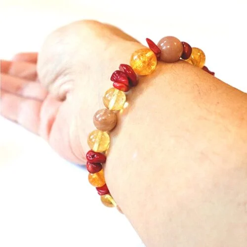 Sunrise, bracelet with natural Citrine, Sunstone, Agate and Coral - Image 2